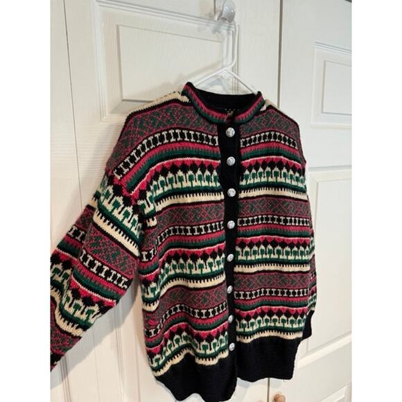 Vintage Nordic Cardigan Handmade Sweater Fair Isle Button Up Cabincore Folk - Picture 8 of 8